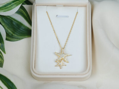Forgyldt halskæde – Starfish Charm i 925 sterlingsølv fra Ginny De Luxe